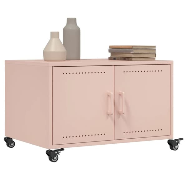vidaXL Soffbord rosa 68x50x43,5 cm stål