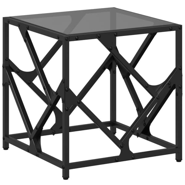 vidaXL Sohvapöytä musta lasinen pöytälevy 40x40x41 cm teräs