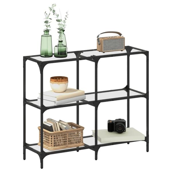 vidaXL Konsolbord med transparent glasskiva 98x30x81 cm stål