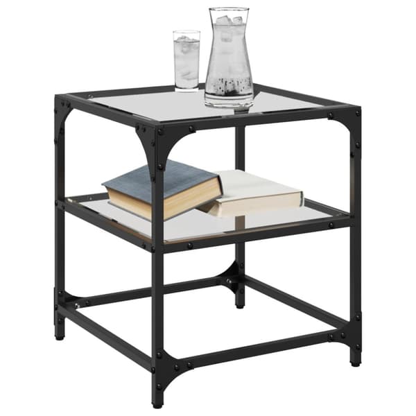 vidaXL Sofabord med gjennomsiktig glassplate 2 stk 40x40x45 cm stål