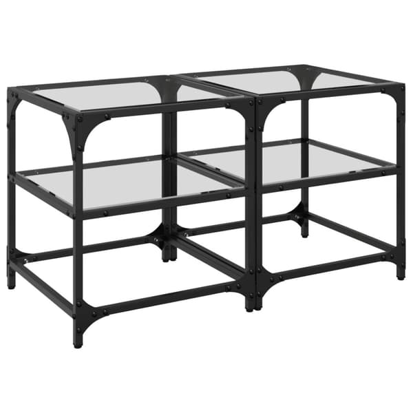 vidaXL Sofabord med gjennomsiktig glassplate 2 stk 40x40x45 cm stål