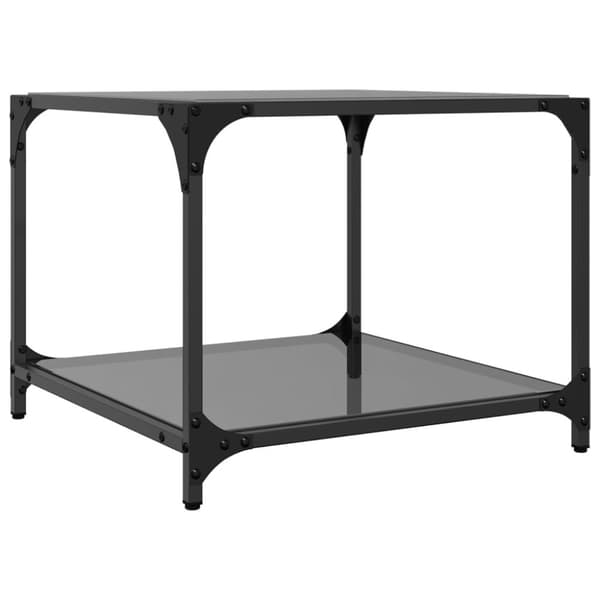 vidaXL Soffbord med svart glasskiva 2 st 50x50x40 cm stål