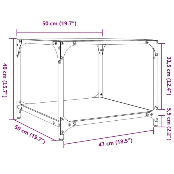 vidaXL Soffbord med svart glasskiva 2 st 50x50x40 cm stål