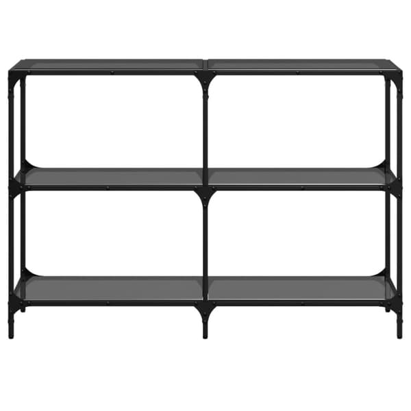 vidaXL Konsollbord med svart glassplate 118,5x30x81 cm stål