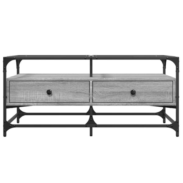 vidaXL sofabord med glasplade 98,5x50x45 cm grå sonoma-eg