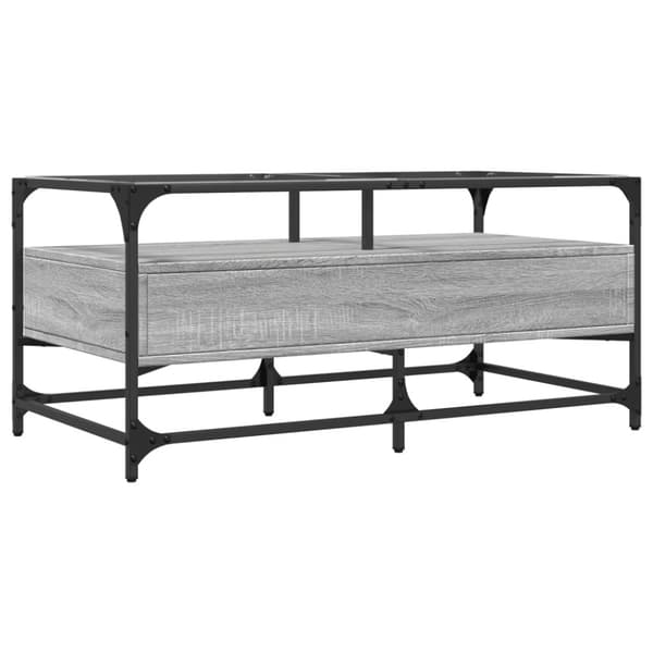 vidaXL sofabord med glasplade 98,5x50x45 cm grå sonoma-eg