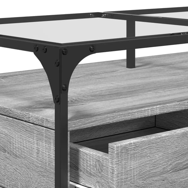 vidaXL sofabord med glasplade 98,5x50x45 cm grå sonoma-eg