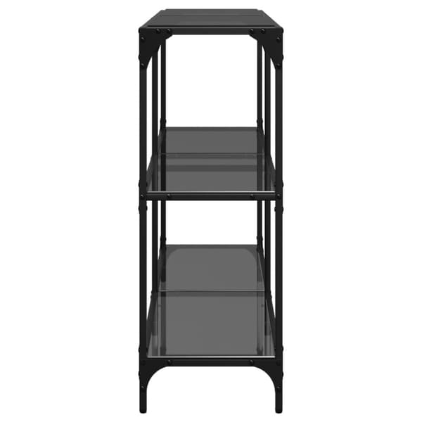 vidaXL Konsolipöytä musta lasinen pöytälevy 118,5x30x81 cm teräs