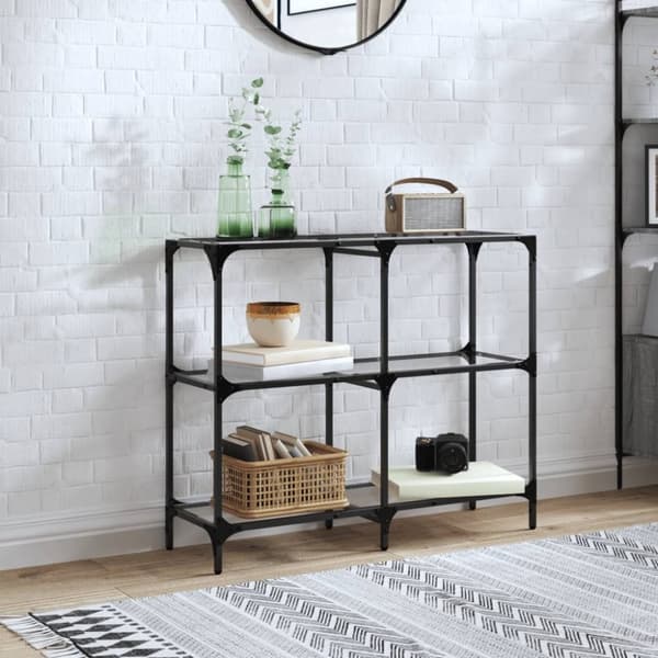 vidaXL konsolbord med transparent glastop 98x30x81 cm stål