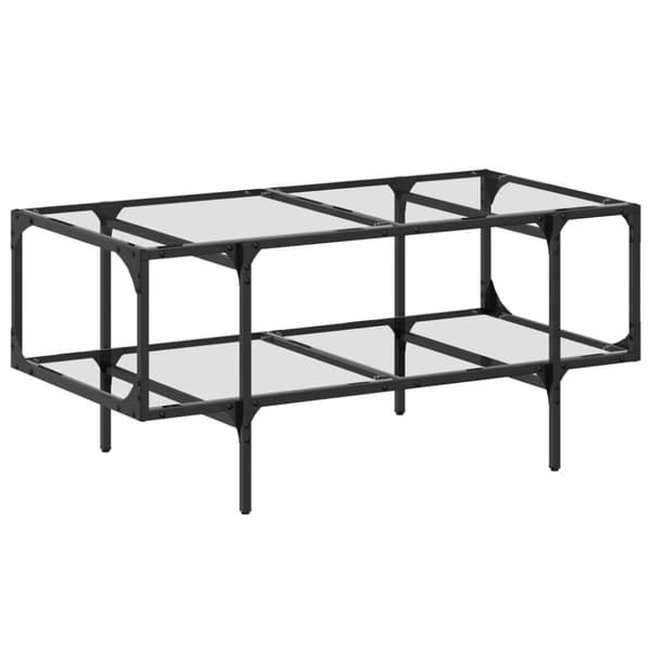 vidaXL Sohvapöytä läpinäkyvä lasinen pöytälevy 98,5x50x45 cm teräs