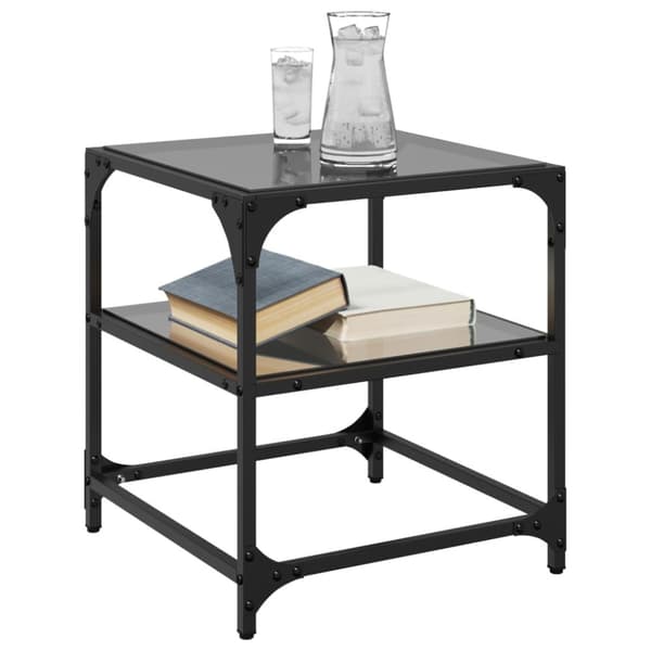 vidaXL sofabord med sort glastop 40x40x45 cm stål