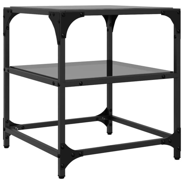 vidaXL sofabord med sort glastop 40x40x45 cm stål
