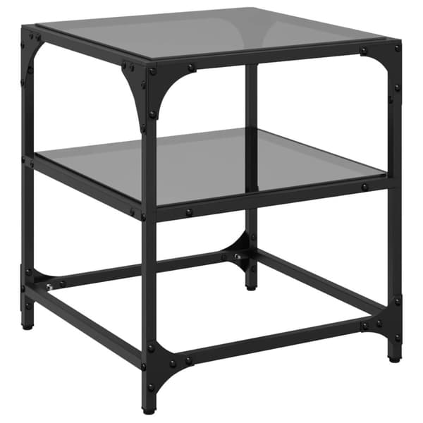 vidaXL sofabord med sort glastop 40x40x45 cm stål