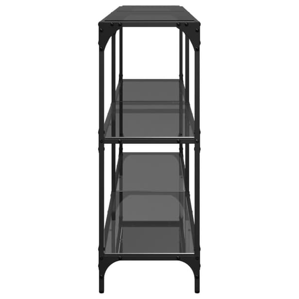 vidaXL konsolbord med sort glastop 158,5x30x81 cm stål