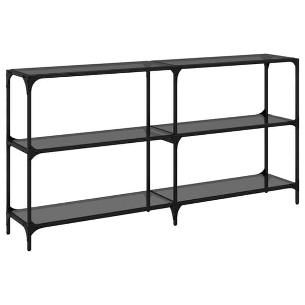 vidaXL konsolbord med sort glastop 158,5x30x81 cm stål