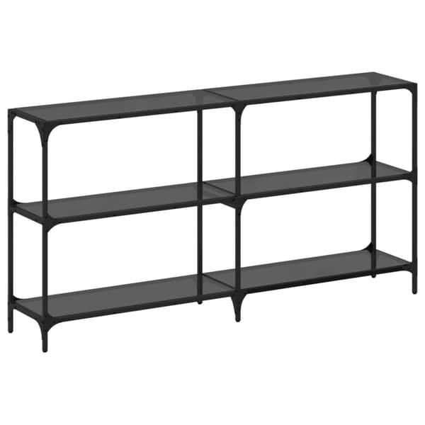vidaXL konsolbord med sort glastop 158,5x30x81 cm stål