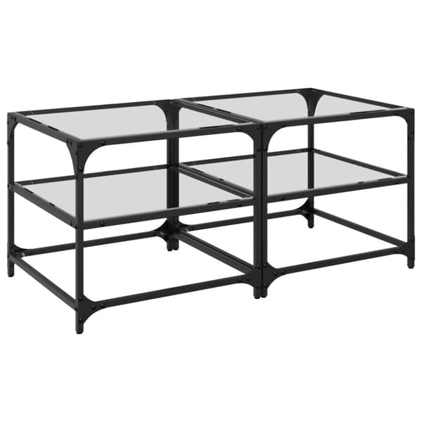vidaXL Sofabord med gjennomsiktig glassplate 2 stk 50x50x45 cm stål
