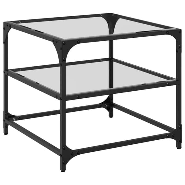 vidaXL Sofabord med gjennomsiktig glassplate 2 stk 50x50x45 cm stål