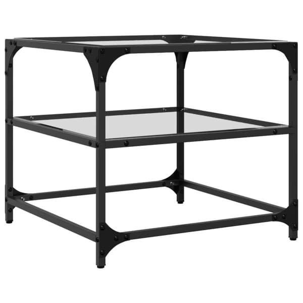 vidaXL Sofabord med gjennomsiktig glassplate 2 stk 50x50x45 cm stål