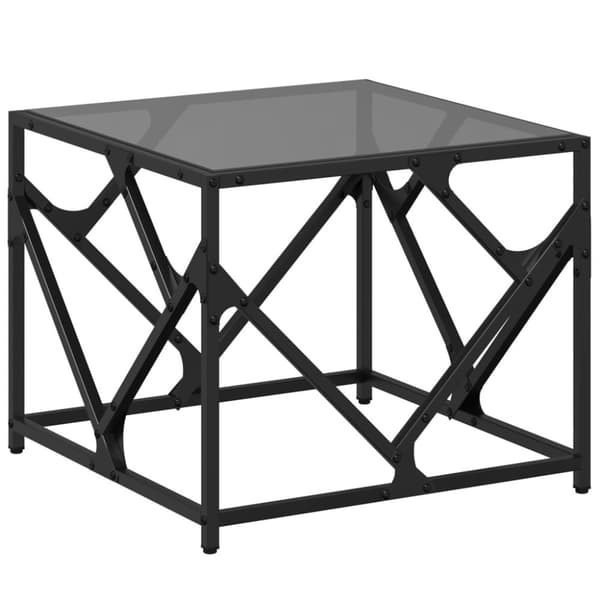 vidaXL Salongbord med svart glassplate 50x50x41 cm stål