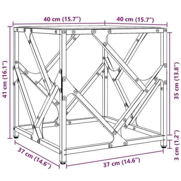 vidaXL Sofabord med gjennomsiktig glassplate 40x40x41 cm stål