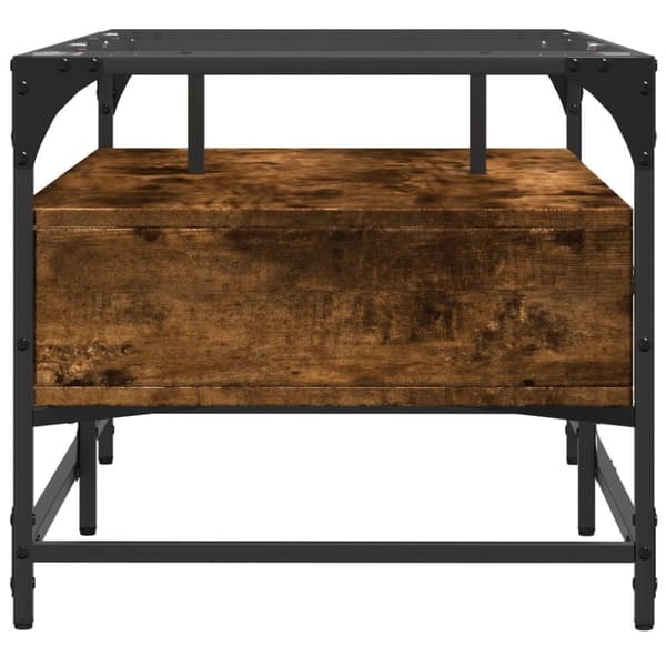 vidaXL Soffbord med glasskiva rökfärgad ek 98,5x50x45 cm stål