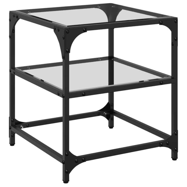 vidaXL Soffbord med transparent glasskiva 40x40x45 cm stål