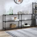 Miniatyrbilde 2 av 11: vidaXL Konsollbord med svart glassplate 194,5x30x81 cm stål