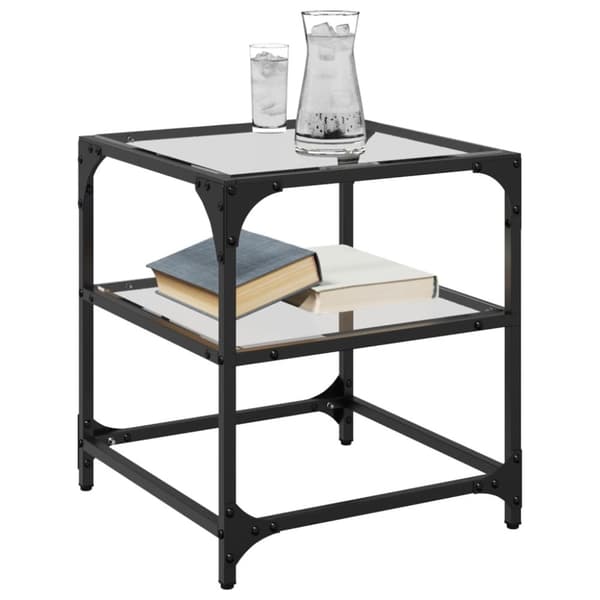 vidaXL sofabord med transparent glastop 40x40x45 cm stål