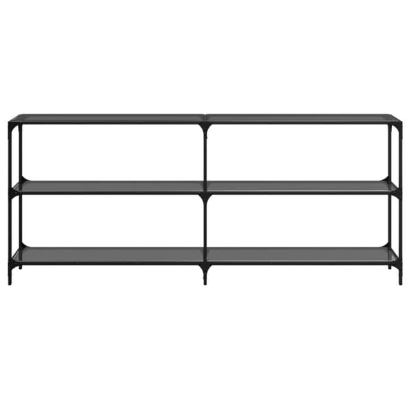 vidaXL konsolbord med sort glastop 194,5x30x81 cm stål