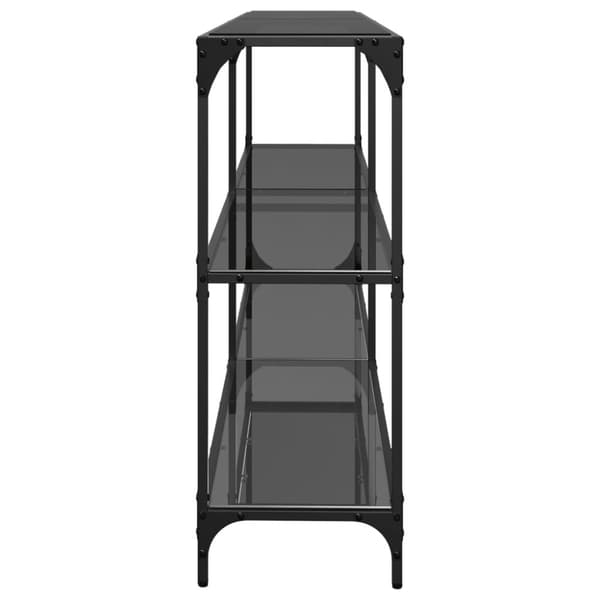 vidaXL konsolbord med sort glastop 194,5x30x81 cm stål