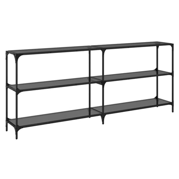 vidaXL konsolbord med sort glastop 194,5x30x81 cm stål