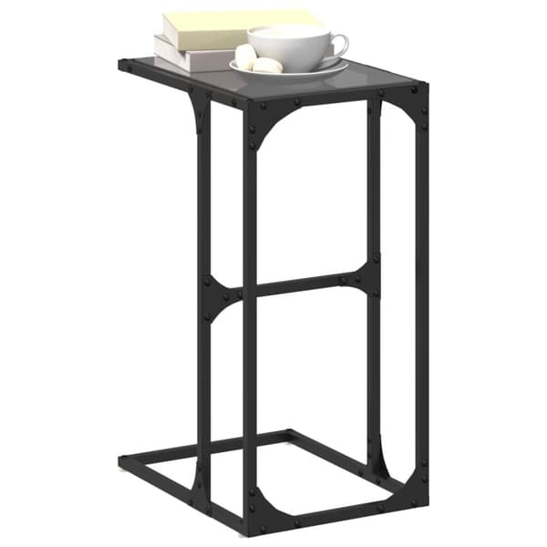 vidaXL sidebord med sort glastop 40x30x61,5 cm stål