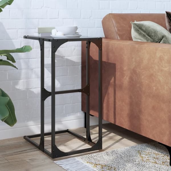 vidaXL sidebord med sort glastop 40x30x61,5 cm stål