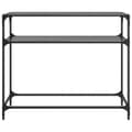 Miniatyrbillede 5 af 11: vidaXL konsolbord med sort glastop 98x35x81 cm stål