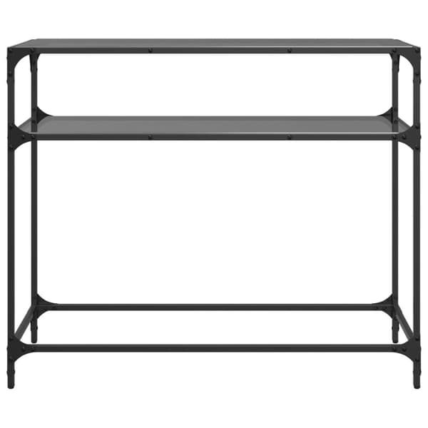 vidaXL konsolbord med sort glastop 98x35x81 cm stål