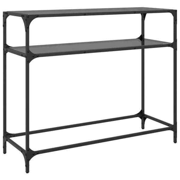 vidaXL konsolbord med sort glastop 98x35x81 cm stål