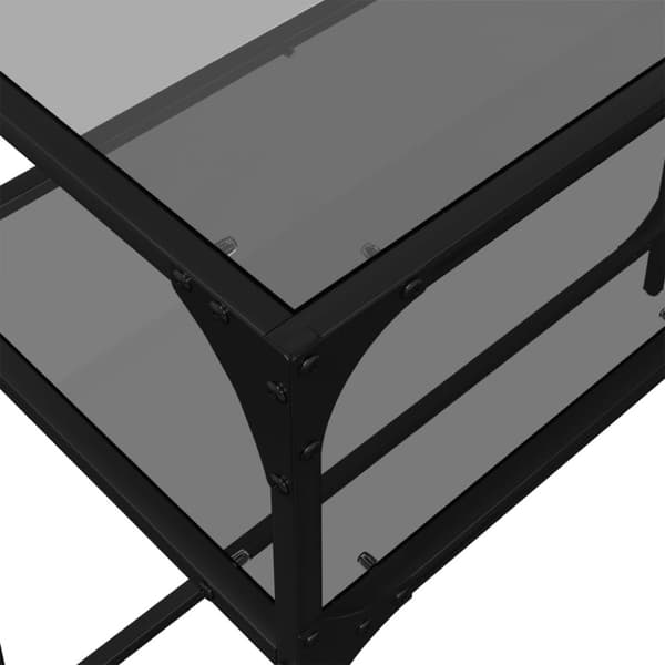 vidaXL konsolbord med sort glastop 98x35x81 cm stål