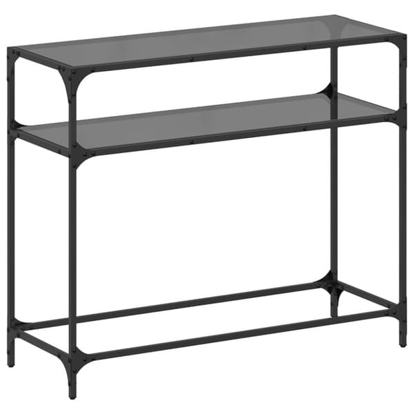 vidaXL konsolbord med sort glastop 98x35x81 cm stål