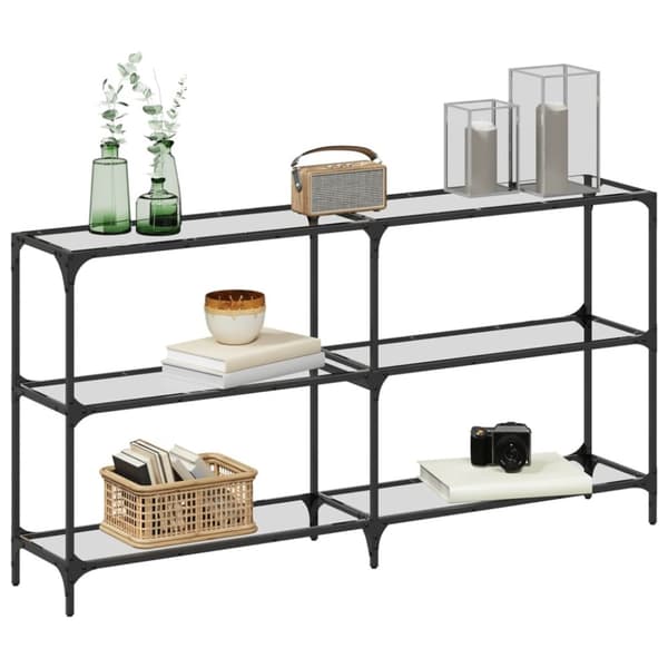 vidaXL konsolbord med transparent glastop 158,5x30x81 cm stål