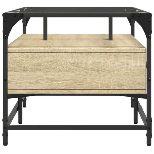 vidaXL sofabord med glasplade 98,5x50x45 cm sonoma-eg