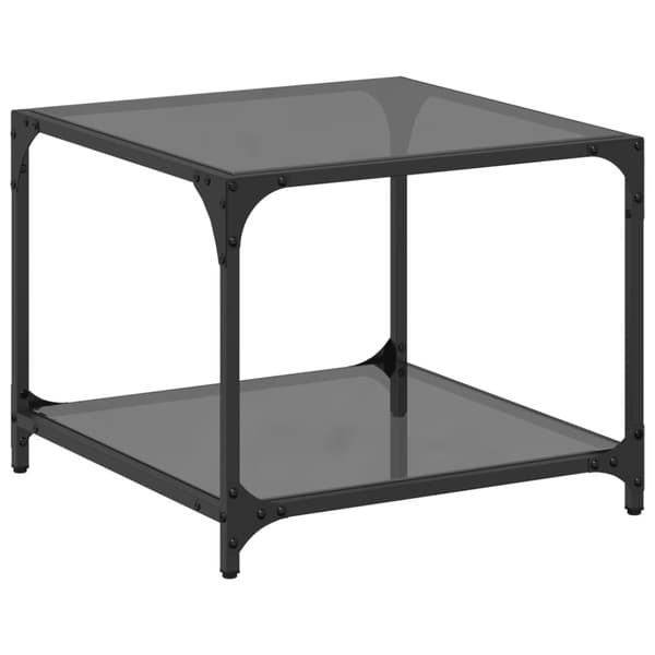 vidaXL sofabord med sort glastop 50x50x40 cm stål