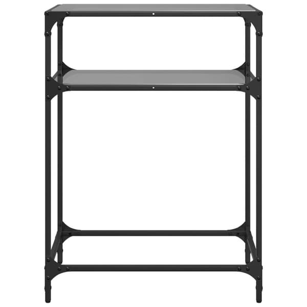 vidaXL Konsolipöytä musta lasinen pöytälevy 60x35x81 cm teräs