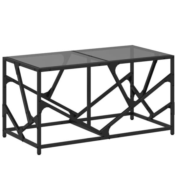 vidaXL sofabord med sort glastop 78,5x40x41 cm stål