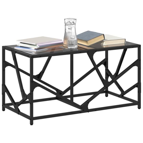 vidaXL sofabord med sort glastop 78,5x40x41 cm stål