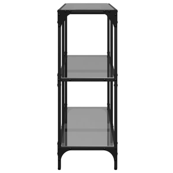 vidaXL konsolbord med sort glastop 98x30x81 cm stål