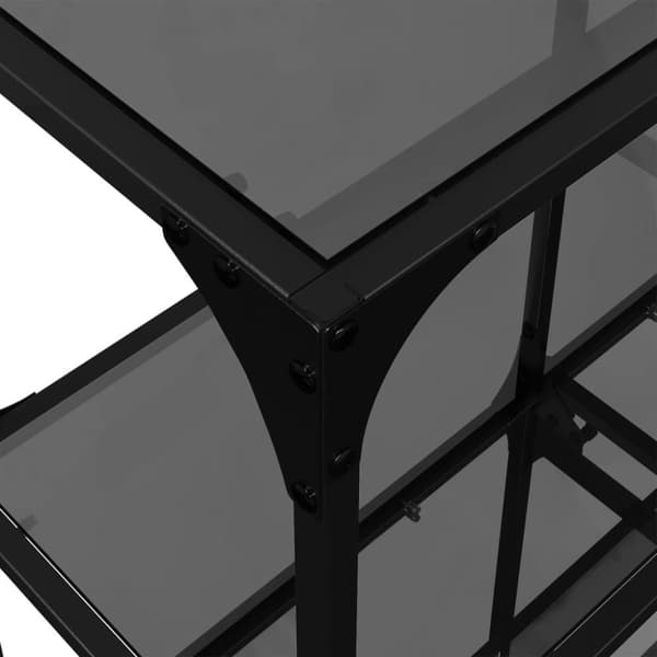 vidaXL konsolbord med sort glastop 98x30x81 cm stål