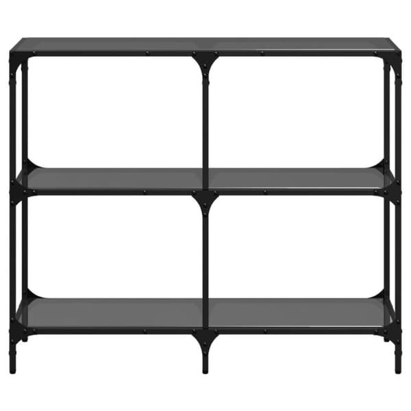 vidaXL Konsollbord med svart glassplate 98x30x81 cm stål