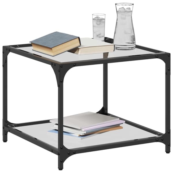 vidaXL Sofabord med gjennomsiktig glassplate 2 stk 50x50x40 cm stål