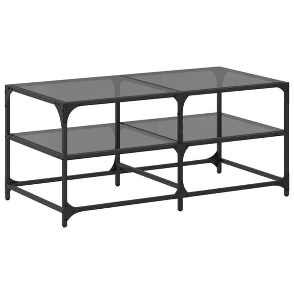 vidaXL Salongbord med svart glassplate 98,5x50x45 cm stål